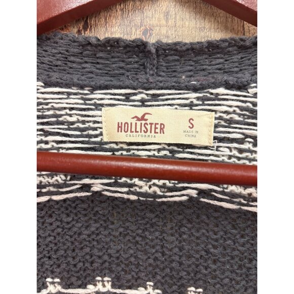 Hollister Gray & White Knit Cardigan Sweater Small - Picture 2 of 8